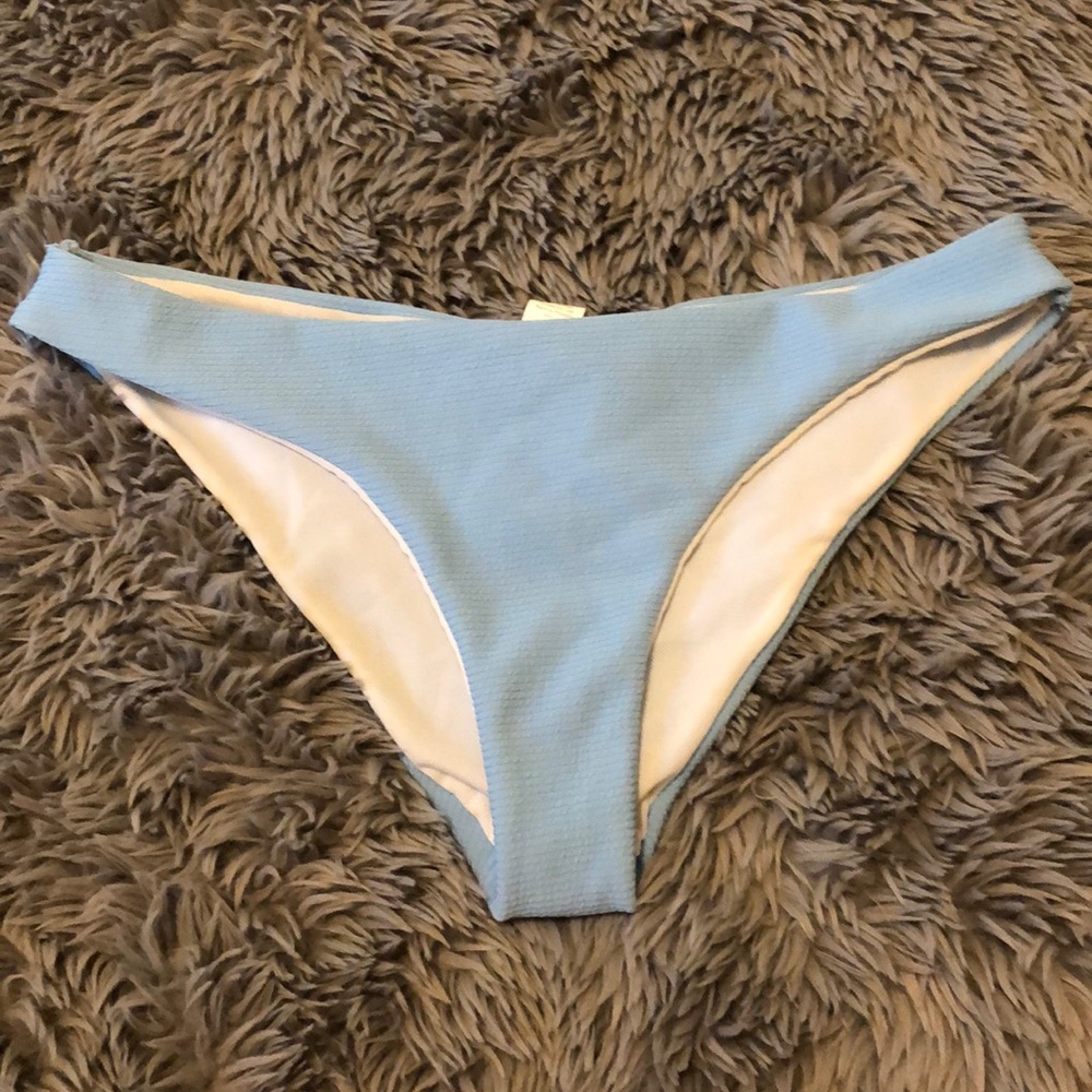 Light blue bikini bottoms.
